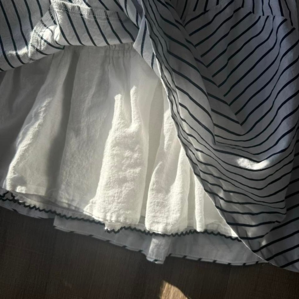 Maeve Drop Waist Skirt Women's Size 10 Black White Striped Flare Anthropologie - Picture 6 of 8